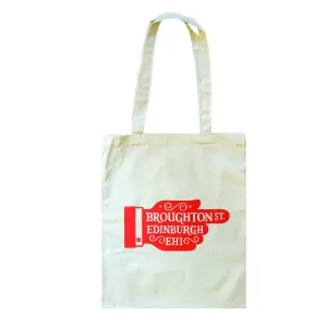 Broughton Street Tote Bag | All Profits for Local Charity | Natural & Red