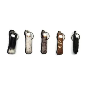 Cowhide Lip Balm Keychain