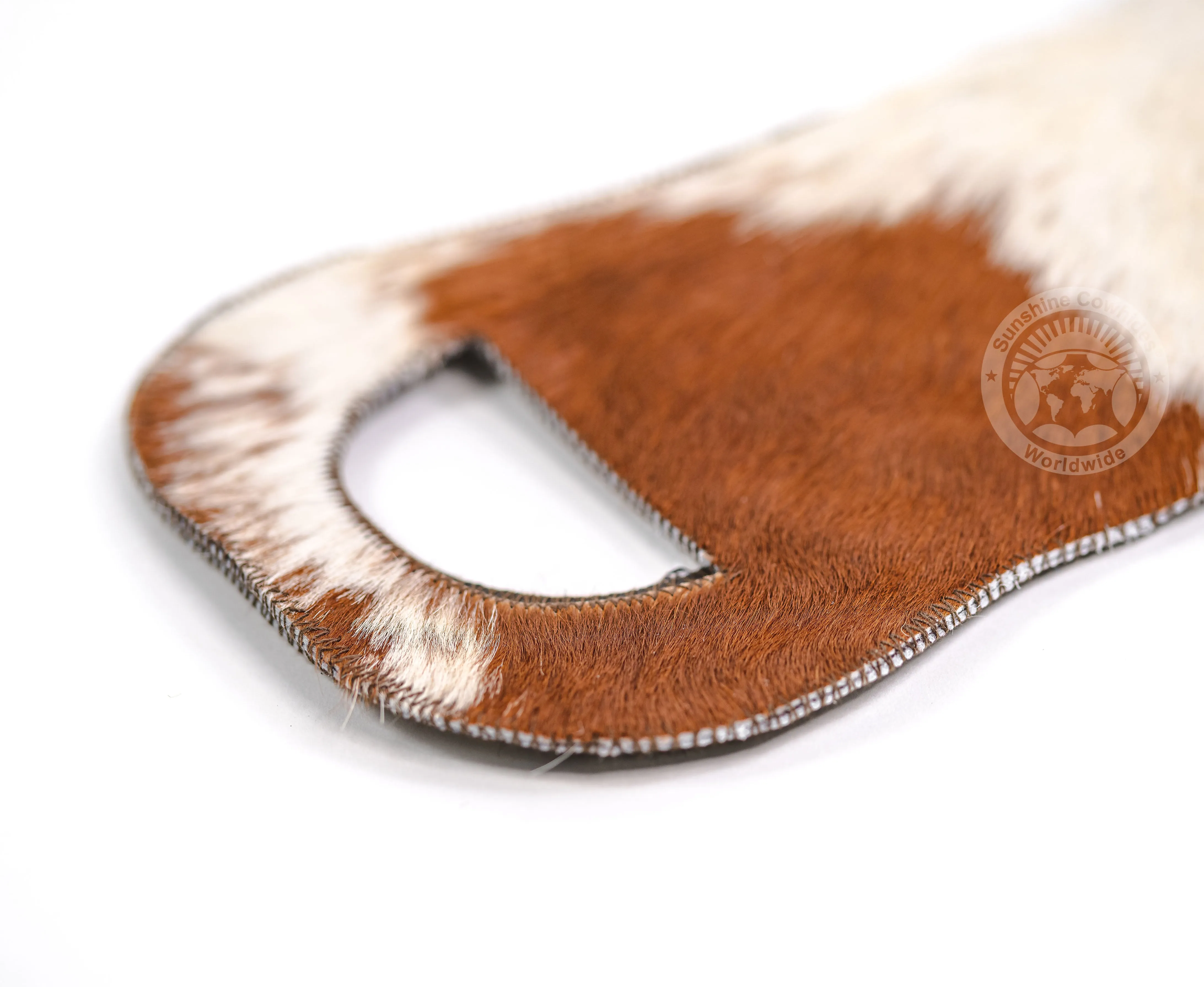 Cowhide Wine Bottle Holder - Brown & White