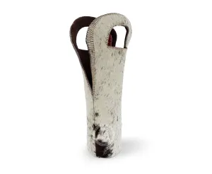 Cowhide Wine Bottle Holder - Salt & Pepper Mostly White