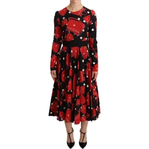 Dolce & Gabbana Elegant Sicily Print Flared Midi Dress