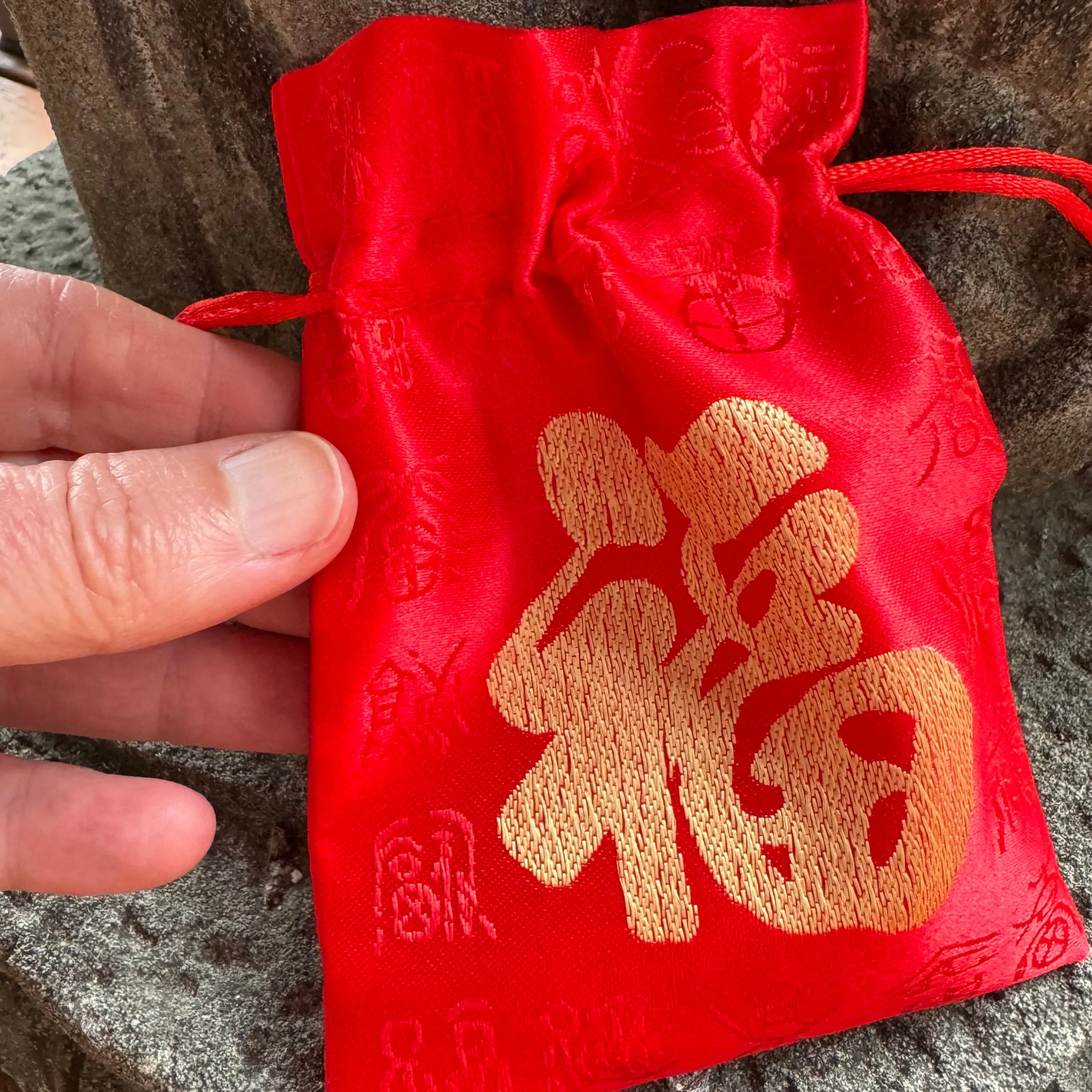 Gift Set - 2 mini brass lotus flowers in Chinese Red Silk Bag