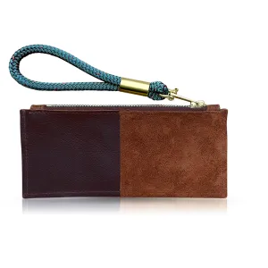 Leather Clutch   Rope Wristlet in Brown Leather