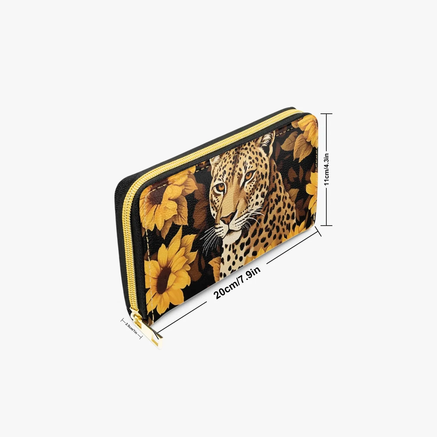 Long Type Zipper Purse - Cheetah, Sunflowers