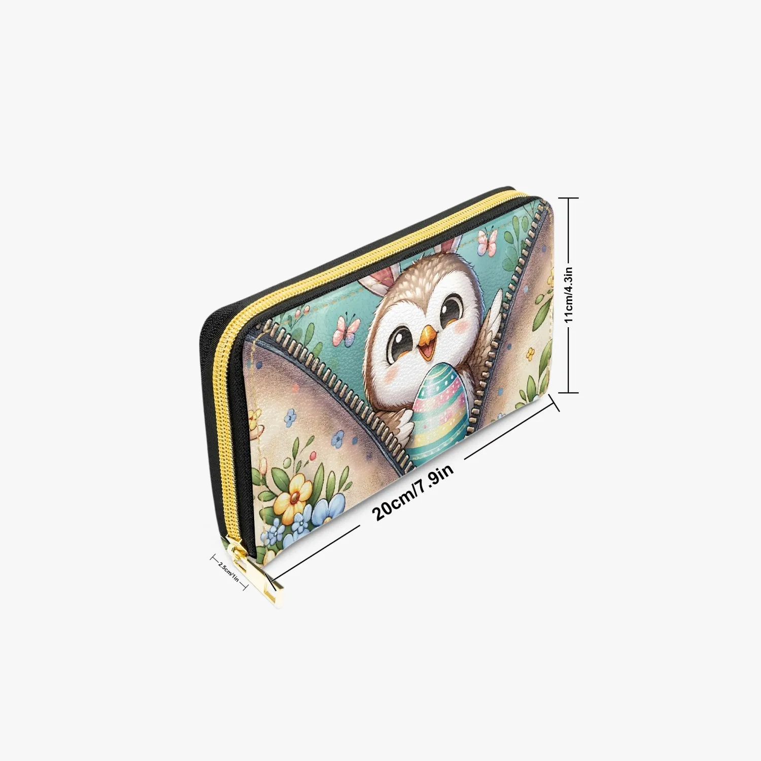 Long Type Zipper Purse Easter- Owl with Bunny ears - awd-1302