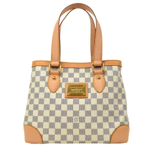 LOUIS VUITTON HAMPSTEAD PM HAND TOTE BAG PURSE DAMIER AZUR N51207 72871