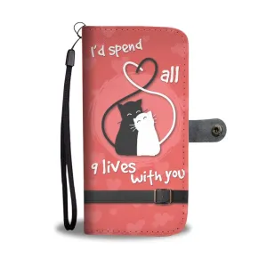 Red Women's Bifold Cat Wallet With Phone Case RFID Wallet Cat Lover Gifts